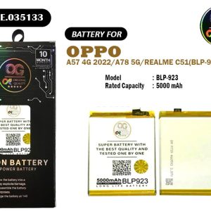 Baterai OG SUPER (BLP-923) Oppo A57 4G 2022/ A78 5G/ REALME C51 - Gambar 1