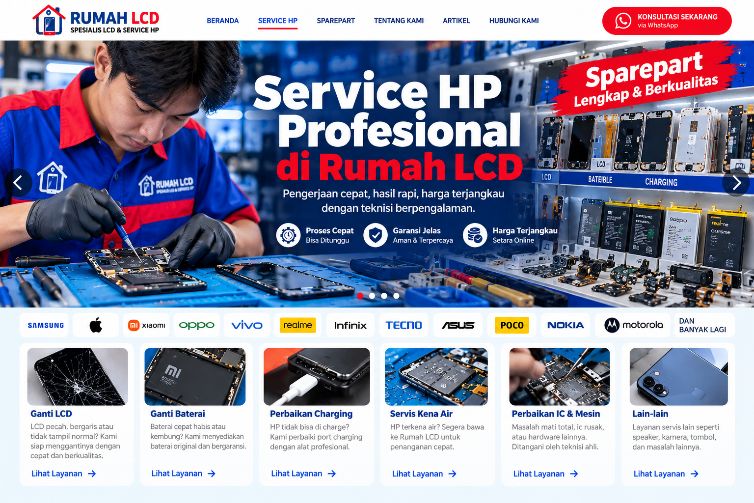 Rumah LCD: servis HP profesional dan sparepart lengkap